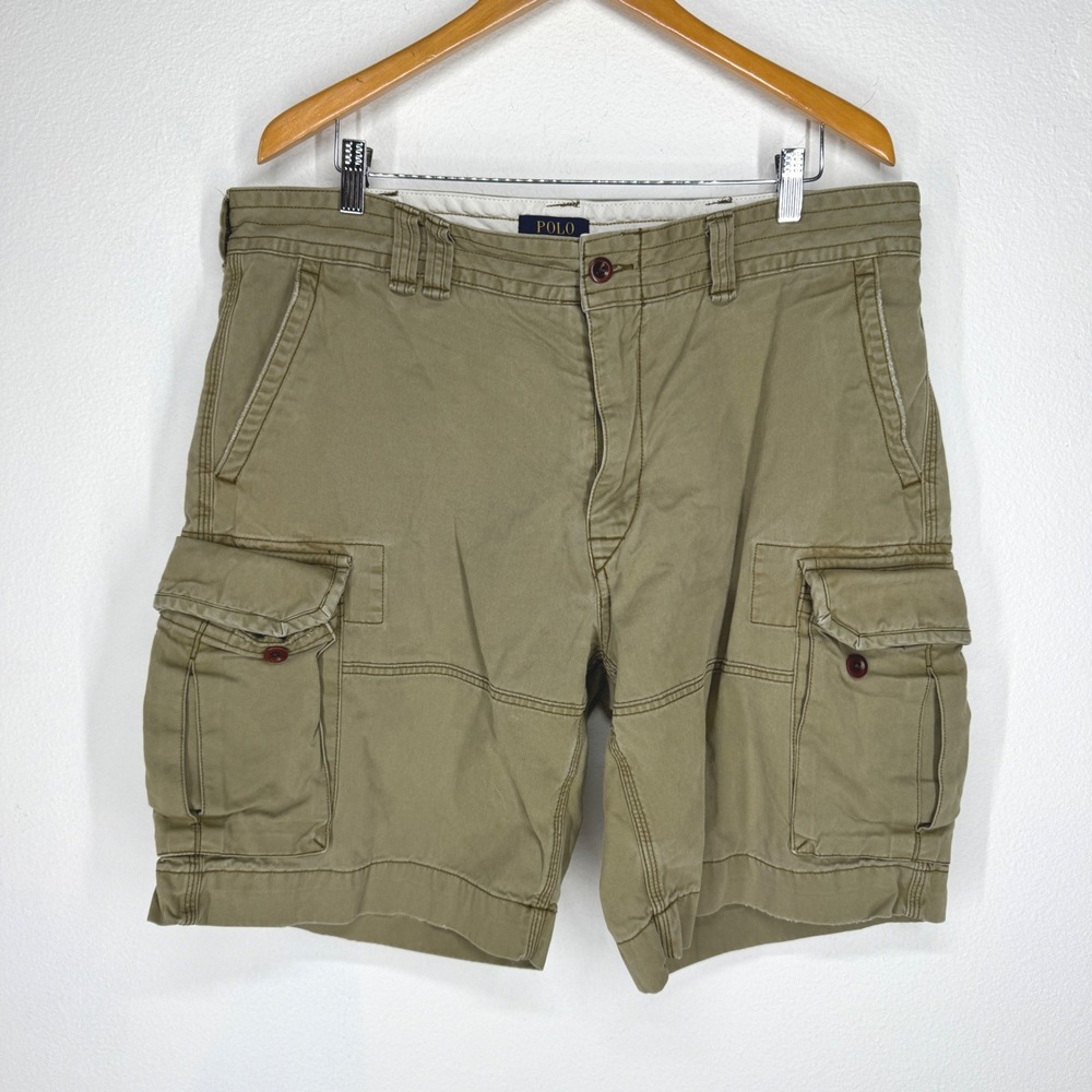 Polo Ralph Lauren Mens Green Cotton Cargo Shorts Size 38 Utility Gorpcore Y2K
